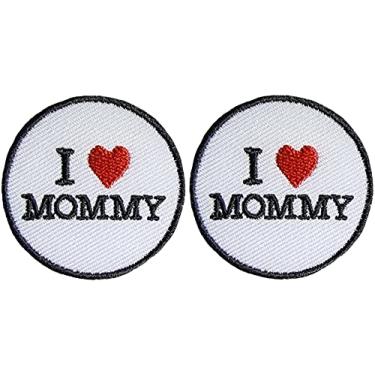 Imagem de Ranger Return Conjunto com 2 pequenos adesivos fofos de mini I Love Mommy Signo Mom Heart Funny Tiny Applique Costurar Ferro em adesivos bordados (ILUV-MOM-O-MINI2)