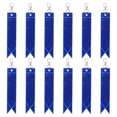 Imagem de PATIKIL Refletor de segurança 15,24 cm x 2,54 cm, pacote com 12 chaveiros refletores refletores de segurança para mochila, ciclismo, corrida, cadeiras de rodas, azul escuro