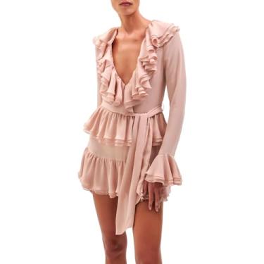 Imagem de Ronny Kobo Vestido Palmero feminino com estampa de manga comprida, rosa, M