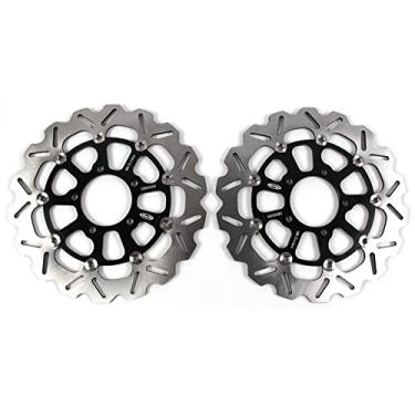 Imagem de 1 par de discos de freio dianteiros flutuantes compatíveis com Kawasaki KLZ1000B VERSY-S 1000 LT 2015-2021, Versy-s 1000 ABS 2015-2021, VERSY-S 1000 ABS GRAND TOURER/TOURER PLUS 2019-2021, preto