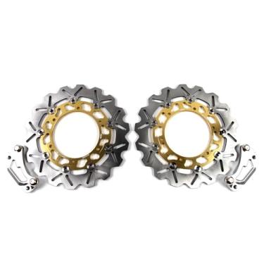 Imagem de 1 par de discos de freio dianteiros flutuantes grandes compatíveis com Yamaha XP T-MAX 500 2008-2011, peças de acessórios de motocicleta douradas