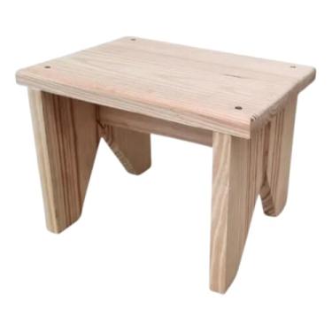 Imagem de Banquinho De Madeira Para Crianças Rustica Resistente Full 2PC