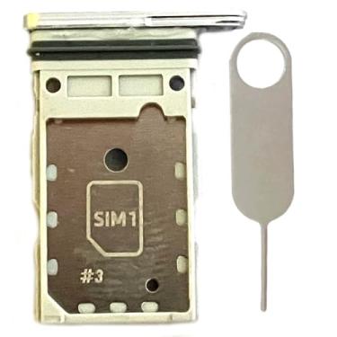 Imagem de Substituição do suporte da bandeja do cartão SIM duplo para Samsung Galaxy S22 Ultra 5G S908U S908 Incl Card Ejector pin (prata)