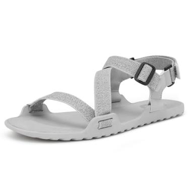 Imagem de FEFELUIS Sandálias Masculinas Largas Descalço – Minimalistas | Zero Drop | Sandálias Ultraleves para Trilhas Corridas e Caminhadas Ajustável Cinza Claro Tamanho 12