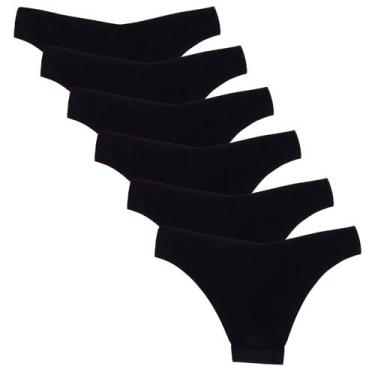 Imagem de  Kit 6 Calcinhas Fio Dental Sem Costura Poliamida Huxter Preto, P