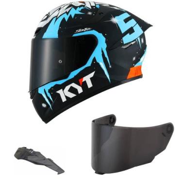 Imagem de Capacete KYT TT Course Masia Winter Test Preto e Azul Brilho Mais Vise