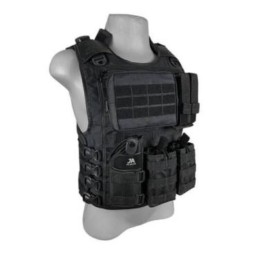 Imagem de Colete Modular Tático Close 3a + 5 Acessórios JA Rio Militar, Preto, P