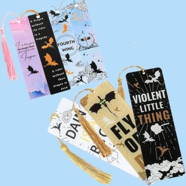 Imagem de Conjunto de marcadores de livro de dragão de quarta asa com 7 peças – Marcadores de livro de acrílico para fãs de romance da 4ª asa, mulheres, aposentadas, enfermeiras, bibliotecárias, acessórios para