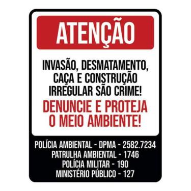 Imagem de Kit 3 Placa Invasão Desmatamento Caça Denuncie 36X46
