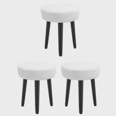 Imagem de Kit 03 Banqueta Alta Julia Industrial 55cm Pé Palito Preto Sintético Branco - Ahz Móveis