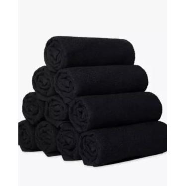 Imagem de Kit de Toalhas Lavabo para Manicure e Pedicure, 100% Algodão, 10 Peças, Alta Absorção, Branco (Preto)