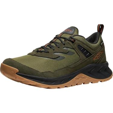 Imagem de KEEN Hightrail Tênis masculino de cano baixo, durável, leve, respirável, de couro, impermeável, para caminhada, Musgo de inverno/chama dourada, 46