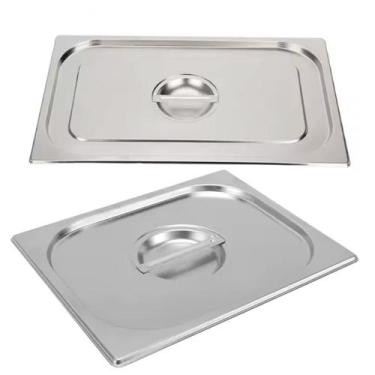 Imagem de Kit 2 Tampas Para Cuba Gastronômica Gn 1/1 Aço Inox Buffet - Triboshop