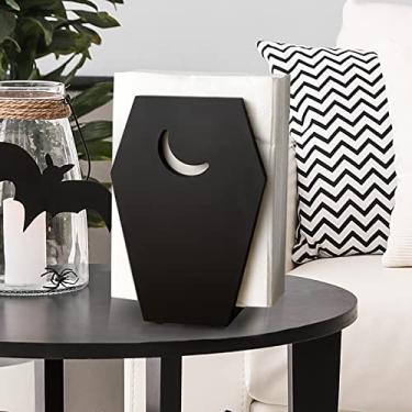 Imagem de Mumufy Porta-guardanapos de Halloween para mesa preto gótico caixão porta-guardanapos de madeira novidade engraçado suporte de toalha de papel Halloween acessórios de presentes de cozinha