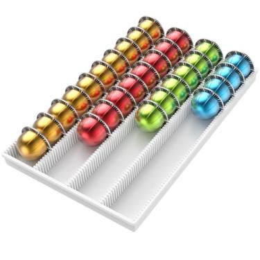 Imagem de SZWQILIN Suporte de gaveta de armazenamento de cápsulas de café para balcão compatível com cápsulas Nespresso Vertuo Vertuoline para casa, escritório, estação de café (branco)