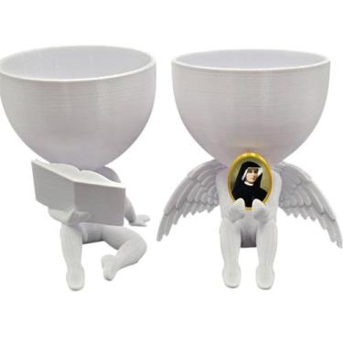 Imagem de Kit Decoração Santa Faustina Anjinho + Lendo Biblia Especial - Point d