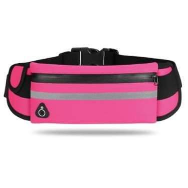 Imagem de Pochete Esportiva Corrida Fitness Impermeável Masculina e Feminina Unissex Porta Celular Dinheiro Cartão Anti Furto Material Refletivo Suporte para Garrafa Academia Bike Ciclismo Esportes (Rosa)
