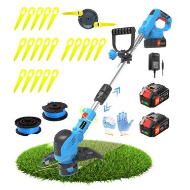 Imagem de Wrneaoch Cortador De Grama Elétrico De 21 V, Cortador De Grama Elétrico Com 12.000 Rpm E Motor De 850 W, Aparador De Grama Sem Fio Com 2 Baterias De 4,0 Ah, O Parceiro Perfeito Para Cuidados Com Jar