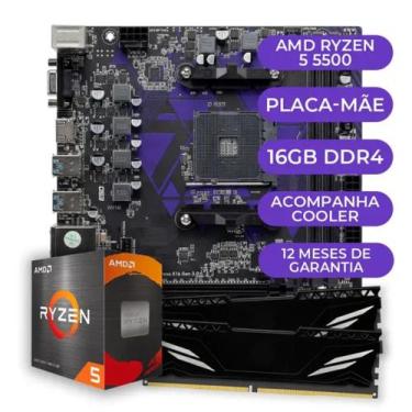 Imagem de Kit Upgrade Gamer AMD Ryzen 5 5500 A520M 16GB DDR4 - CLIQUE PC