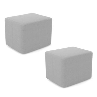 Imagem de Kit 02 Puffs Decorativos Living Yumi Retangular 60cm Cinza Claro - Abmaza