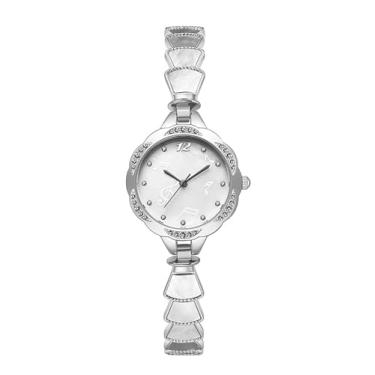 Imagem de BESTKANG Relógios femininos elegantes e pequenos, à prova d'água, analógico, vestido, diamante, relógio feminino, Prata, Vintage