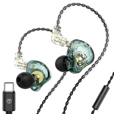Imagem de TRN MT1 Fone de ouvido intra-auricular HiFi intra-auricular com novo driver magnético composto dinâmico de 10 mm no fone de ouvido com pino C destacável cabo de 0,75 mm (tipo-c, verde..