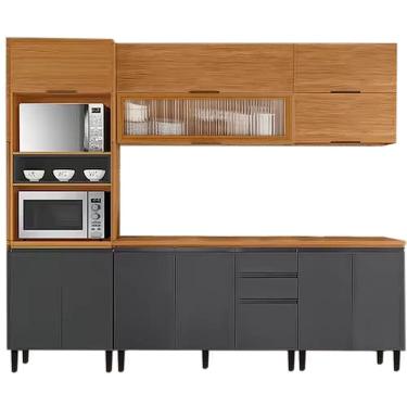 Imagem de Cozinha Namur Completa 5 Peças 12 Portas 2 Gavetas Itatiaia Cor Cinamomo Grafite