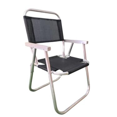 Imagem de Cadeira de Praia Até 160kg ALTA Campo Jardim e Pesca Super Reforçada Plus Size PRETA