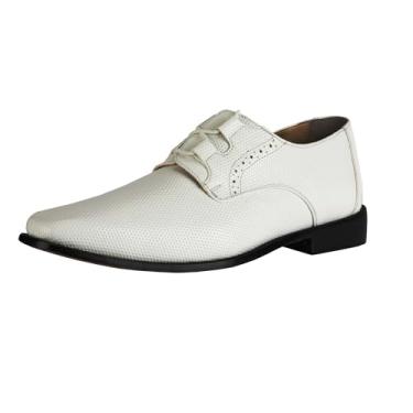 Imagem de Sapato social Liberty Derby masculino formal sem couro clássico com design de pisada e cadarço, Branco, 11