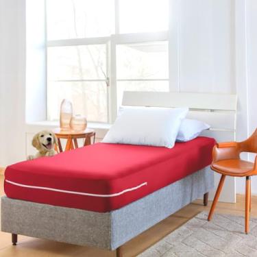 Imagem de Capa Para Colchão Malha Gel Solteiro Com Zíper Linha Premium Reforçada (Vermelho)