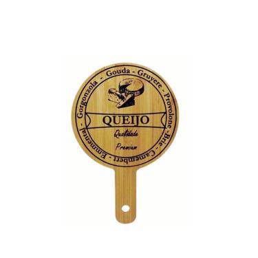 Imagem de Tabua de Frios Queijos Redonda Bambu Decorada 40cm