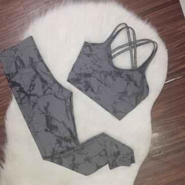 Imagem de Conjunto Legging Marmorizado Top Trançado Academia - BELLA FITNESS, Ci
