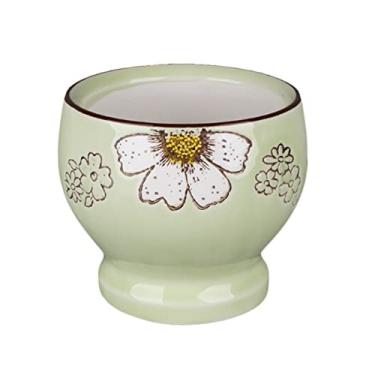 Imagem de Tigela Moedora Conjunto de almofariz e pilão com padrão de crisântemo de cerâmica, pilão de madeira, moedor de especiarias e ervas, ferramenta de cozinha, 4,3 pol. Moedor Triturador(Green)