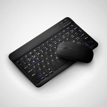 Imagem de Teclado Bluetooth Recarregável ABNT com mouse, Compatível com Tablets Android, iPhone, iPad - Preto