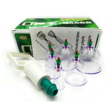 Imagem de Kit Ventosas Com Bomba Ventosaterapia 6 Copos Massoterapia Chines Acumputura Terapia Succao Estetica