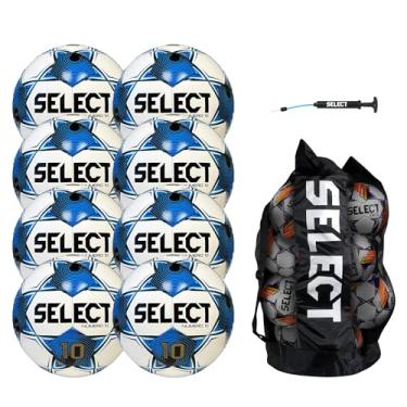 Imagem de SELECT Bola de futebol Numero 10, pacote de 8 bolas com bolsa esportiva e bomba de mão, branco/azul/preto V25, tamanho 5