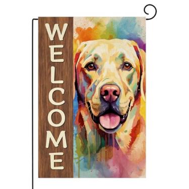 Imagem de TopPacific Labrador Retriever Welcome Garden Flag Dogs Paw Prints Spring Yard Flag Pet Lovers Gift 30 x 45 cm dupla face animais de estimação bem-vindo pessoas toleradas sinal de jarda de serapilheira