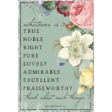 Imagem de Xiddxu Placa De Metal Para Sinalização Com Versículos Bíblicos Filipenses 4 E 8, Escrituras Retrô, Floral, Lata, Tudo O Que É Verdadeiro, Nobre, Certo, Puro, Adorável, Pôster, Placas 8X12"