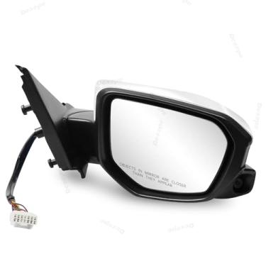 Imagem de Conjunto de espelho lateral do passageiro 2016-2021 compatível com Honda Civic Sedan Coupe Hatchback retrovisor com potência de câmera aquecida substituir 76208-TBC-A03ZA, 76201-TBA-A11ZF (branco
