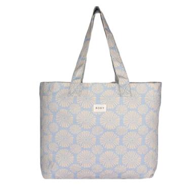 Imagem de Roxy Bolsa feminina de algodão | Transporte diário | Praia | Viagem | Férias | Reutilizável | Leve, Antivibrações ruins - azulejo tropical cambraia, One Size, Sacola de praia leve de lona de algodão