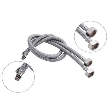 Imagem de Engate Rabicho Monocomando Par 80cm Flexível Grande Misturador Mangueira Comprido Torneira Água Quente Fria Par Banheiro Cozinha