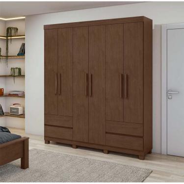 Imagem de Guarda-Roupas Solteiro Zeus 6 portas 4 gavetas - Lopas - IMBUIA CLEAN