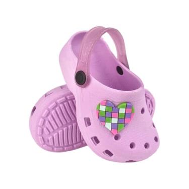Imagem de Sandália Infantil Feminina Babuche Coração Colorido Desenho (Lilas, BR, Criança de 1 a 3 anos, Numérico, P, 18)