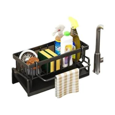 Imagem de Organizador De Pia De Cozinha Em Plástico ABS Auto-Drainante Com Porta