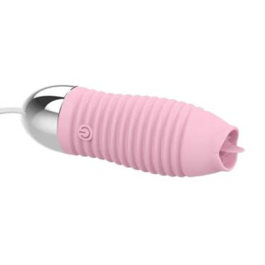 Imagem de Vibrador Estimulador Clitoriano Língua 12 Vibrações Brinquedo Sexual Portátil Recarregável [ROSA]