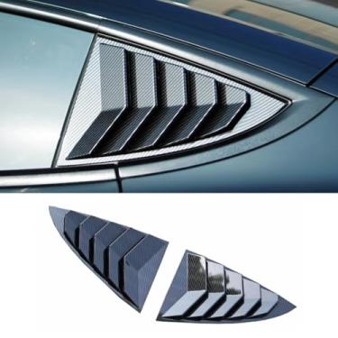 Imagem de Guarnição da janela do triângulo traseiro do carro compatível com o modelo 3 2019-2024 Kit de carroceria da tampa da janela da ventilação lateral traseira acessórios do carro (aparência de carbono)