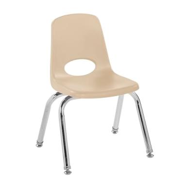 Imagem de Cadeira escolar empilhável de 30,5 cm, assento de estudante empilhável com pernas de aço cromado e deslizadores giratórios; para sala de aula, escola em casa ou espaço de aprendizagem - areia
