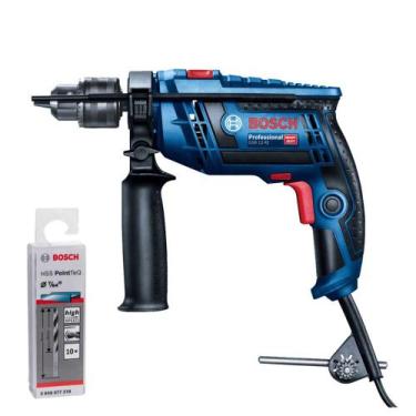 Imagem de Furadeira de Impacto Bosch GSB 13 RE 127v 750w e Kit 10 Brocas para Me
