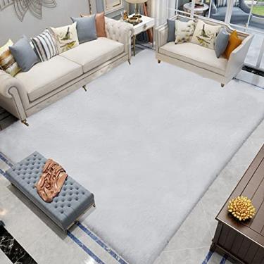 Imagem de Latepis Tapete cinza 20 x 25 cm, pele de coelho sintética, cinza, felpudo, para sala de estar, tapete felpudo para quarto, dormitório, sala de jogos, berçário