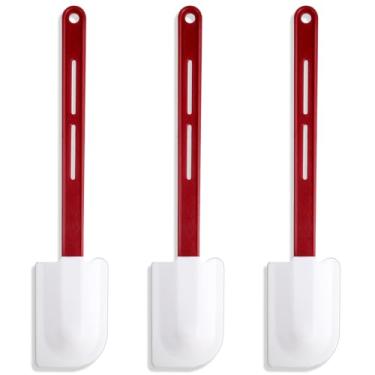 Imagem de Lanties Conjunto de 3 espátulas de silicone de alta temperatura, espátulas de borracha resistente ao calor, espátula raspadora de silicone resistente comercial com alça para cozinhar na cozinha